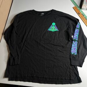 Thirty Single Mens XL Black Long Sleeve Alien In The Zone Graphic Tee Shirt